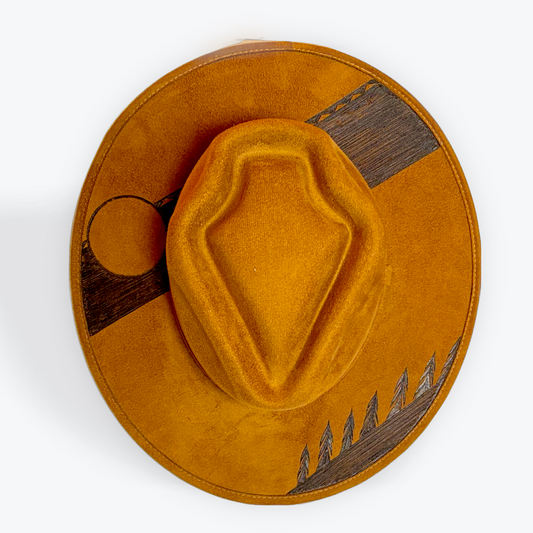 Tobacco hats with hand-burned accents on a white background