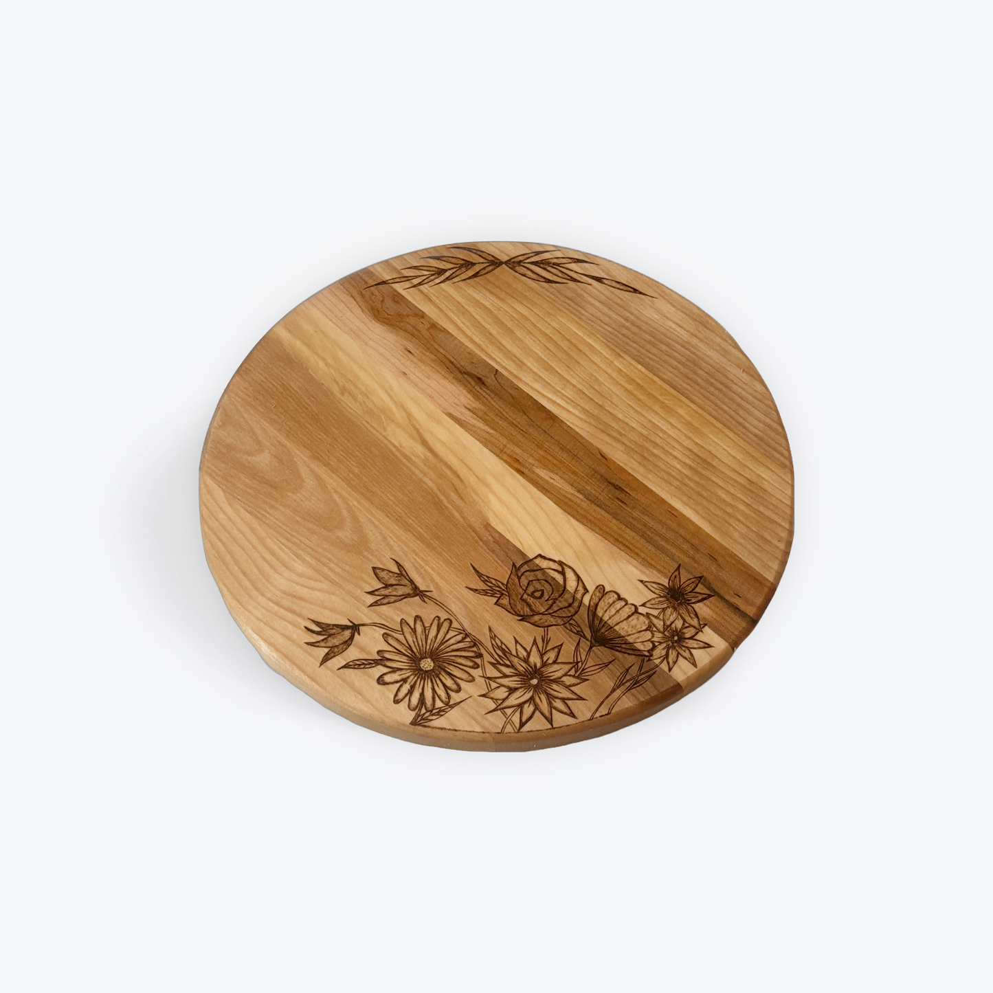 Hand-Burned Round Maple Charcuterie Boards