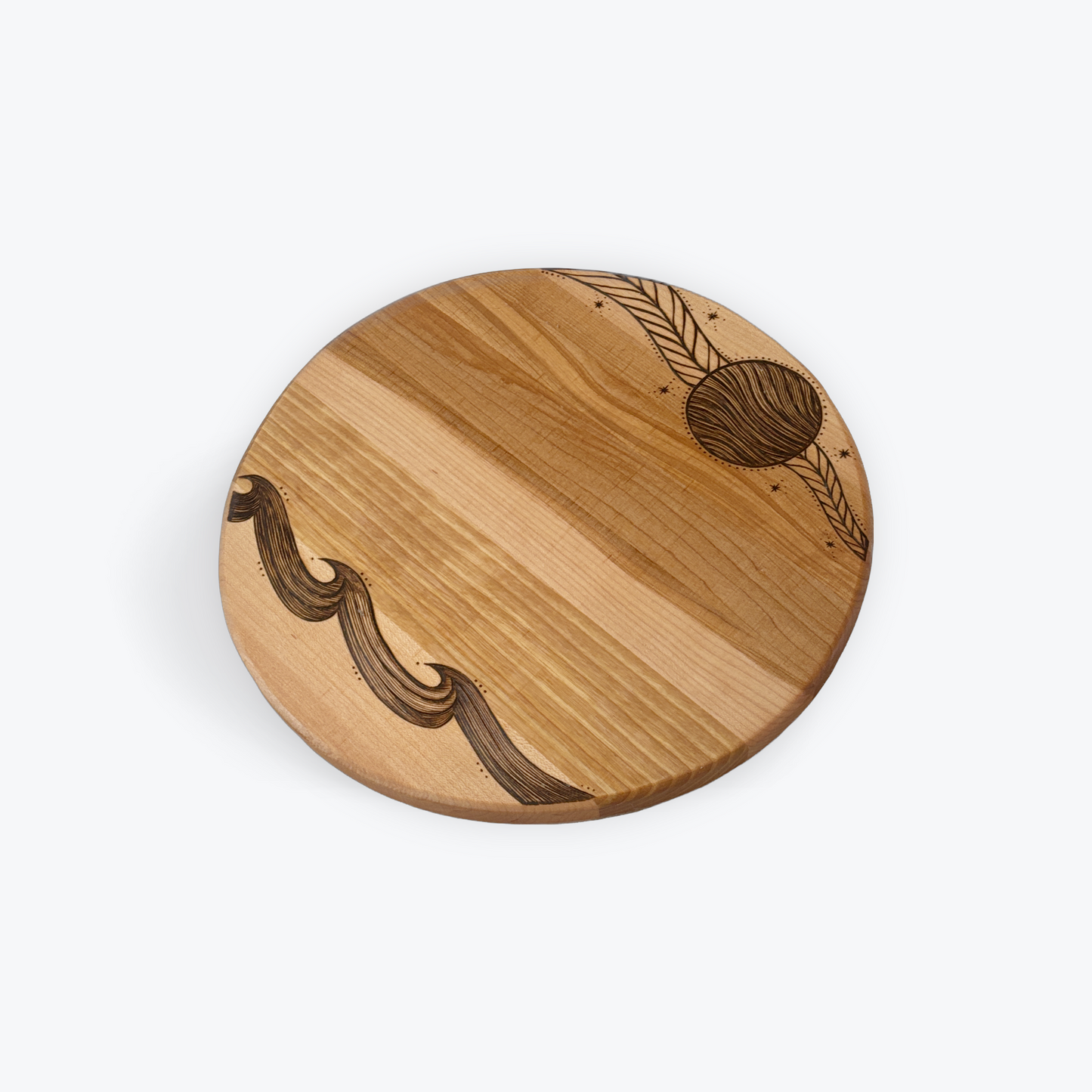 Hand-Burned Round Maple Charcuterie Boards