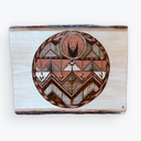 Wooden plank with geometric design on a white background