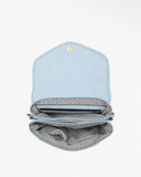 Flapover Crossbody Fringe Bag | Feather Moon | Powder Blue