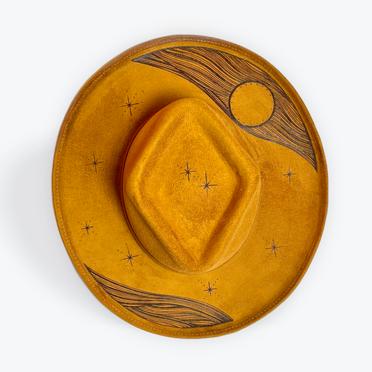 Tobacco hat with decorative patterns on a white background