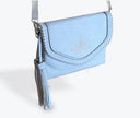 Flapover Crossbody Fringe Bag | Feather Moon | Powder Blue