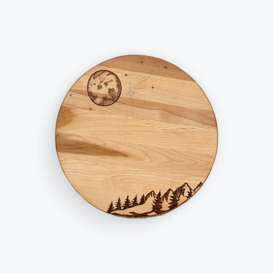 Hand-Burned Round Maple Charcuterie Boards