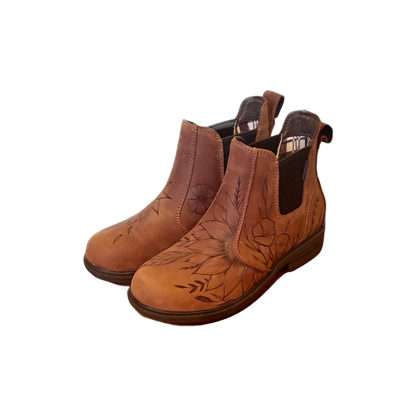 NEW | Hand-Burned Leather Boots — Antique Brown (Size 8)