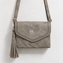 Flapover Crossbody Fringe Bag | Crescent Moon | Grey (Copy)